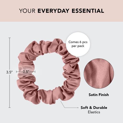 Kitsch Satin Scrunchies, Softer than Silk, Hair Scrunchies for Frizz Prevention - 5 Pack