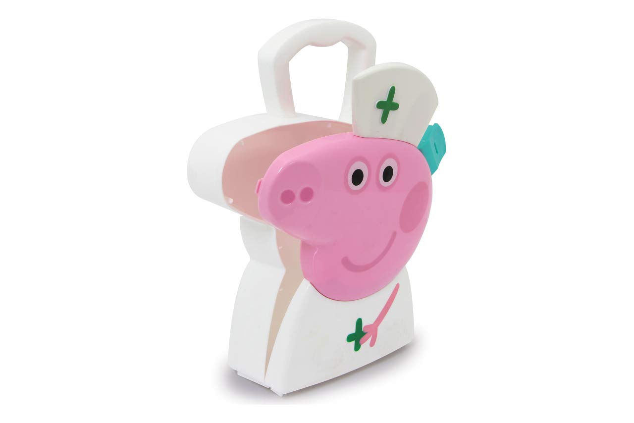JAMARA 410095 Suitcase-10-Piece Set, Sturdy and Handy Carry Case, Child-Friendly Doctor Utensils for Role Play, Cute Peppa Pig Design, White