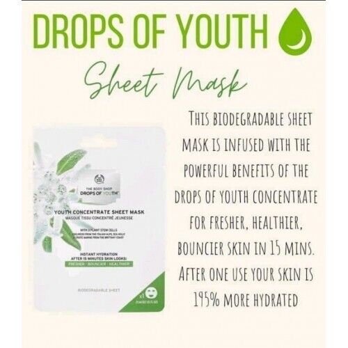 NEW!!! The Body Shop Drops of Youth Concentrate Sheet Mask 21ml