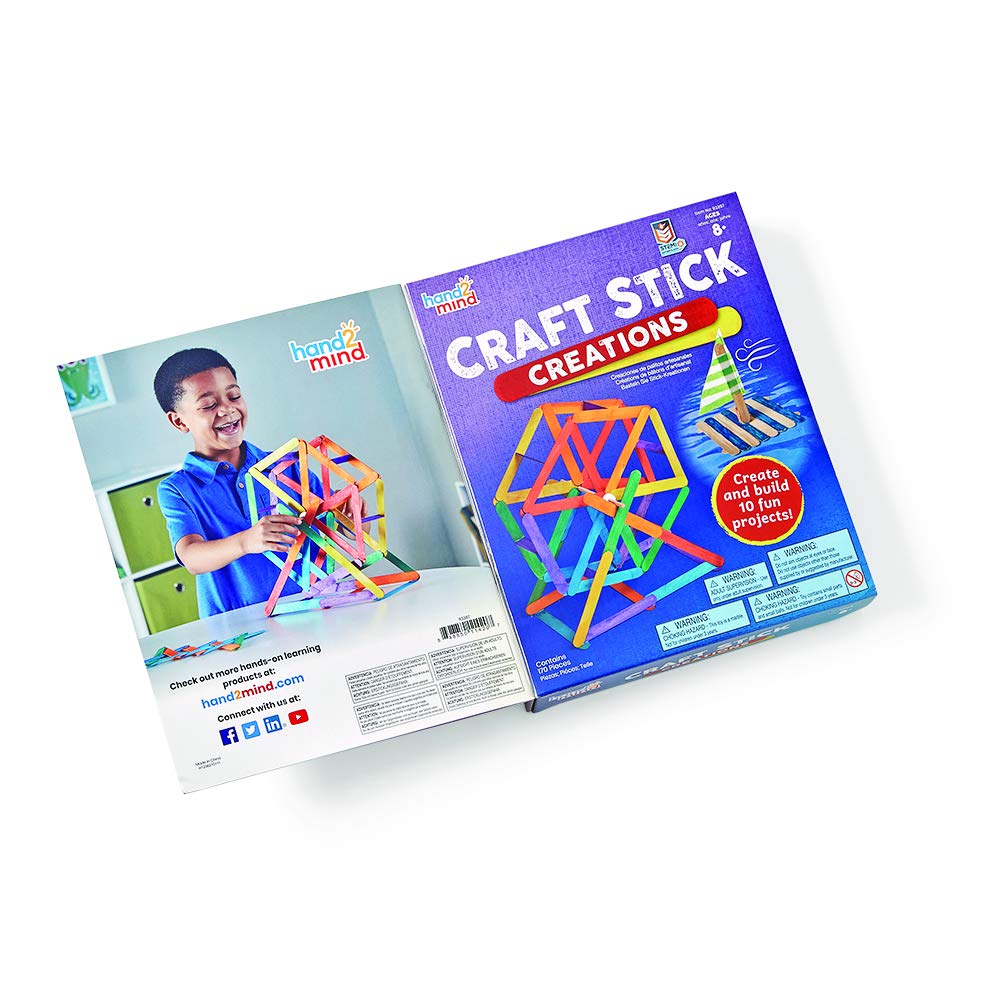 Learning Resources Craft Stick Creations 10 Science Experiments, Activity Book for Kids Ages 9-12, Jumbo Craft Stick Kit for Science, Technology, Maths & Engineering Activities, Multi-coloured