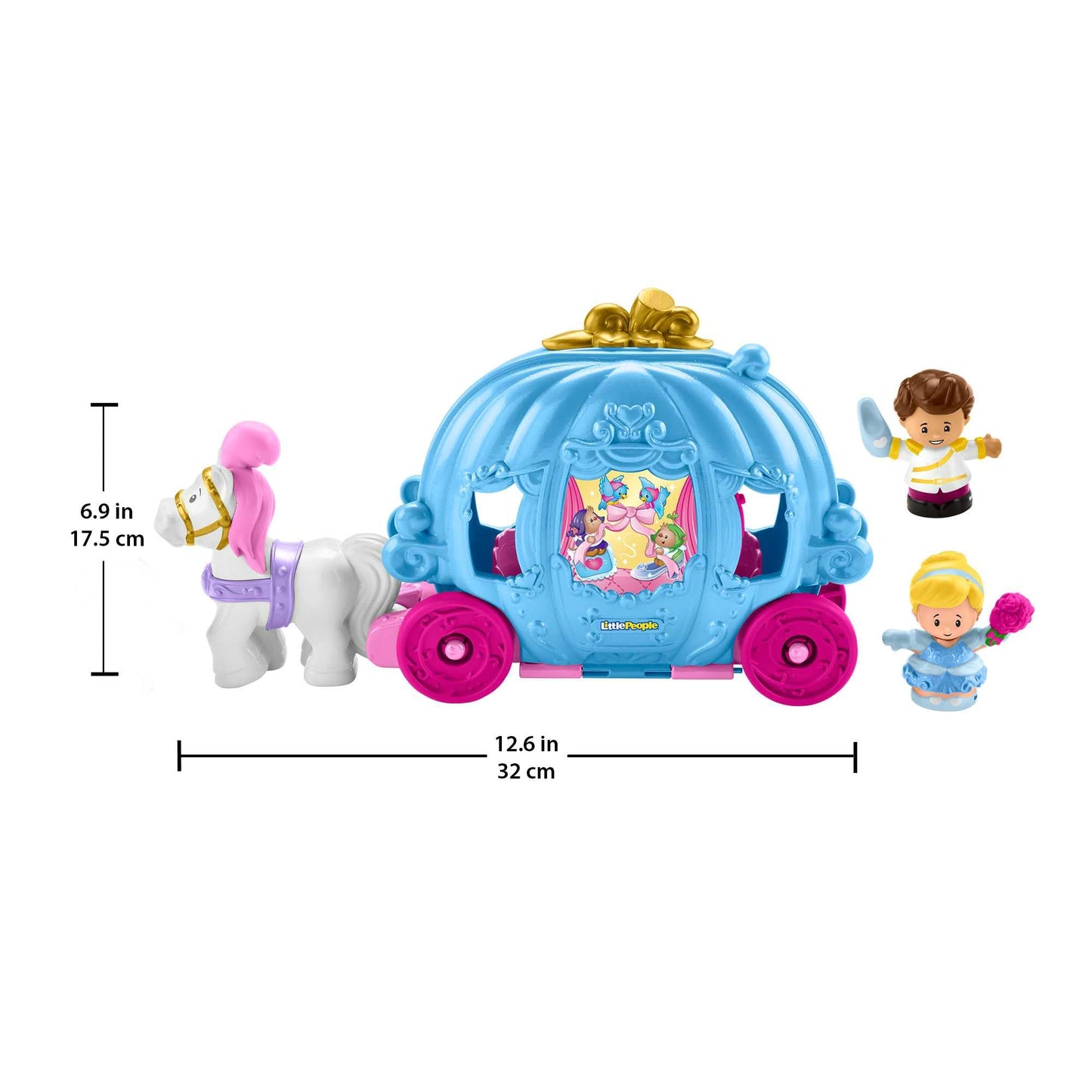 Fisher-Price Little People Toddler Toy Disney Princess Cinderella?s Dancing Carriage Playset with Figures for Pretend Play Ages 18+ Months, HGP76