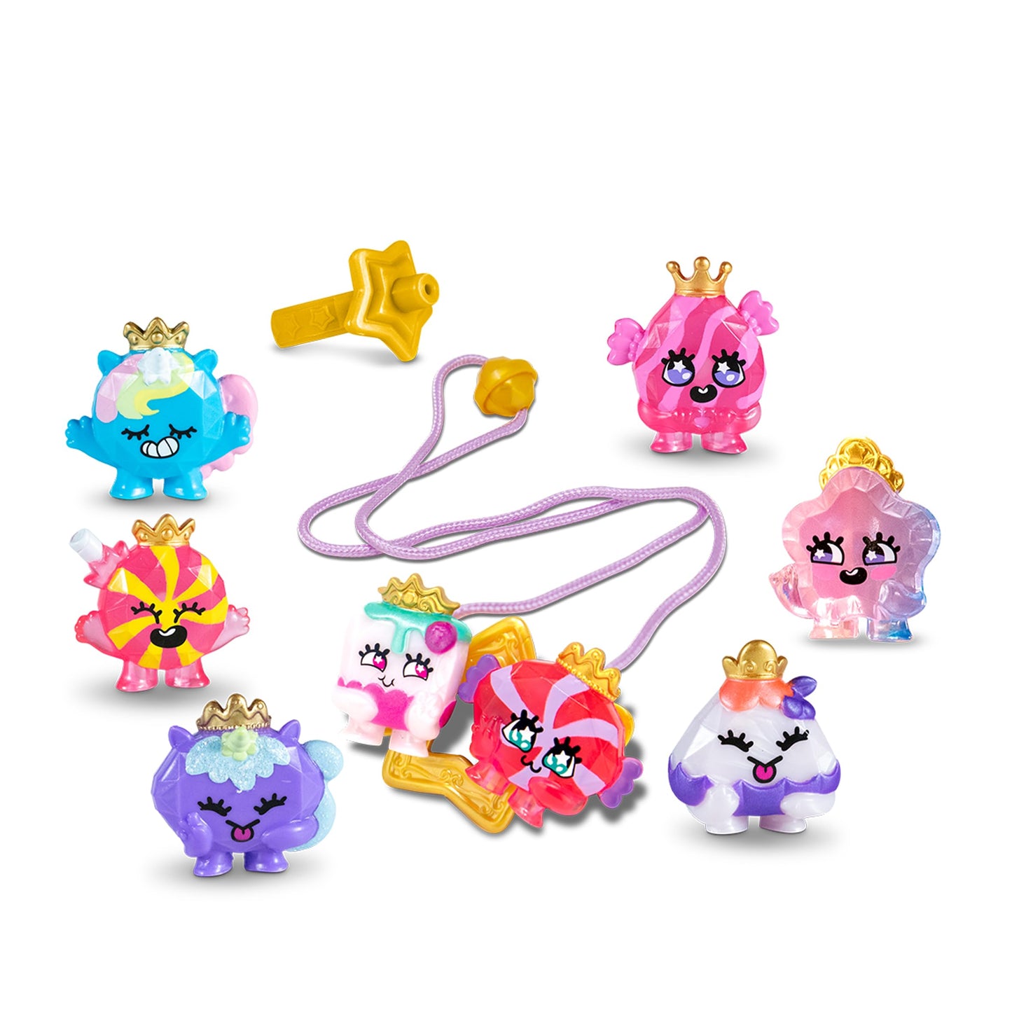 BANDAI TH00003 Royals 8 Pack | This Pinky Promise Multipack Contains 8 Collectable Gemmy Friends 1 Ring and 1 Necklace Mix and Match Gems and Girls Jewellery for Wearable Fun