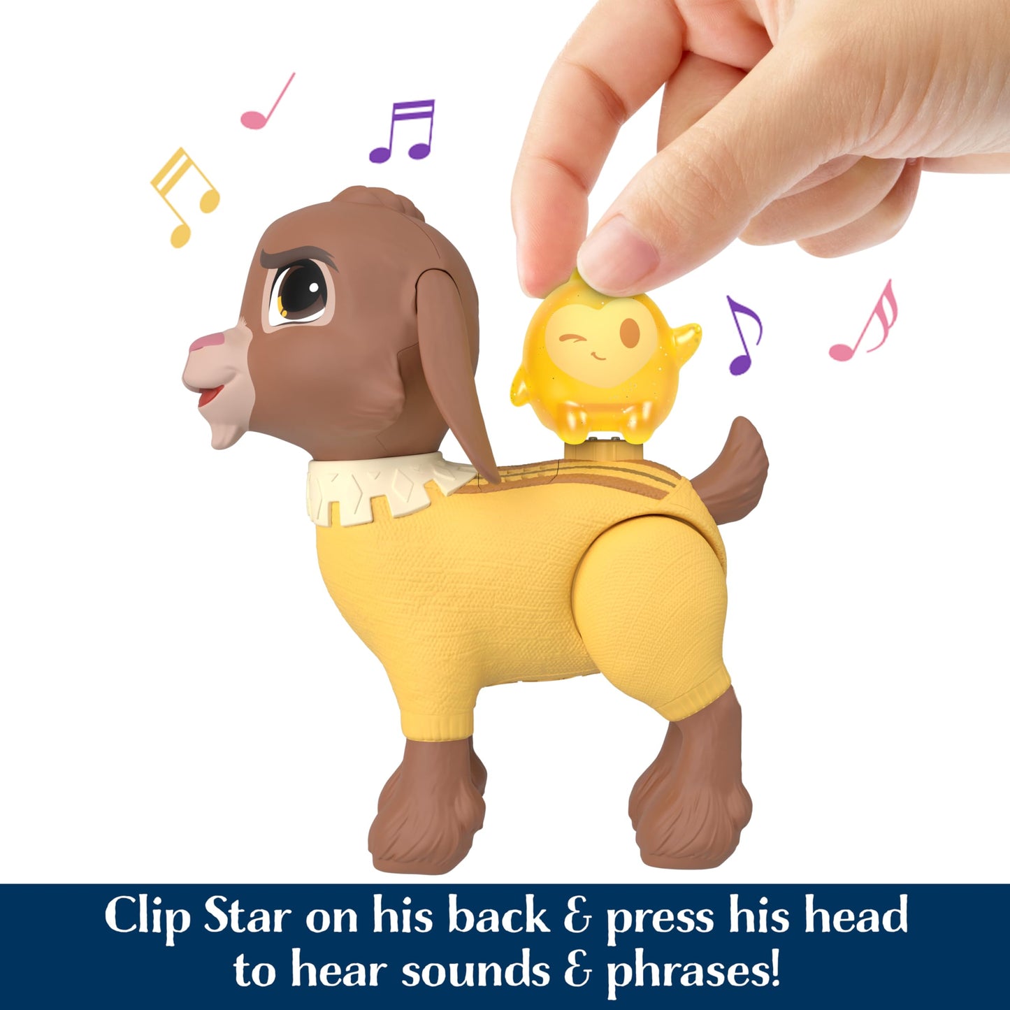 Mattel Disney Wish Talking Valentino & Star 12cm Toy Figure Playset with 10+ Sounds and Phrases