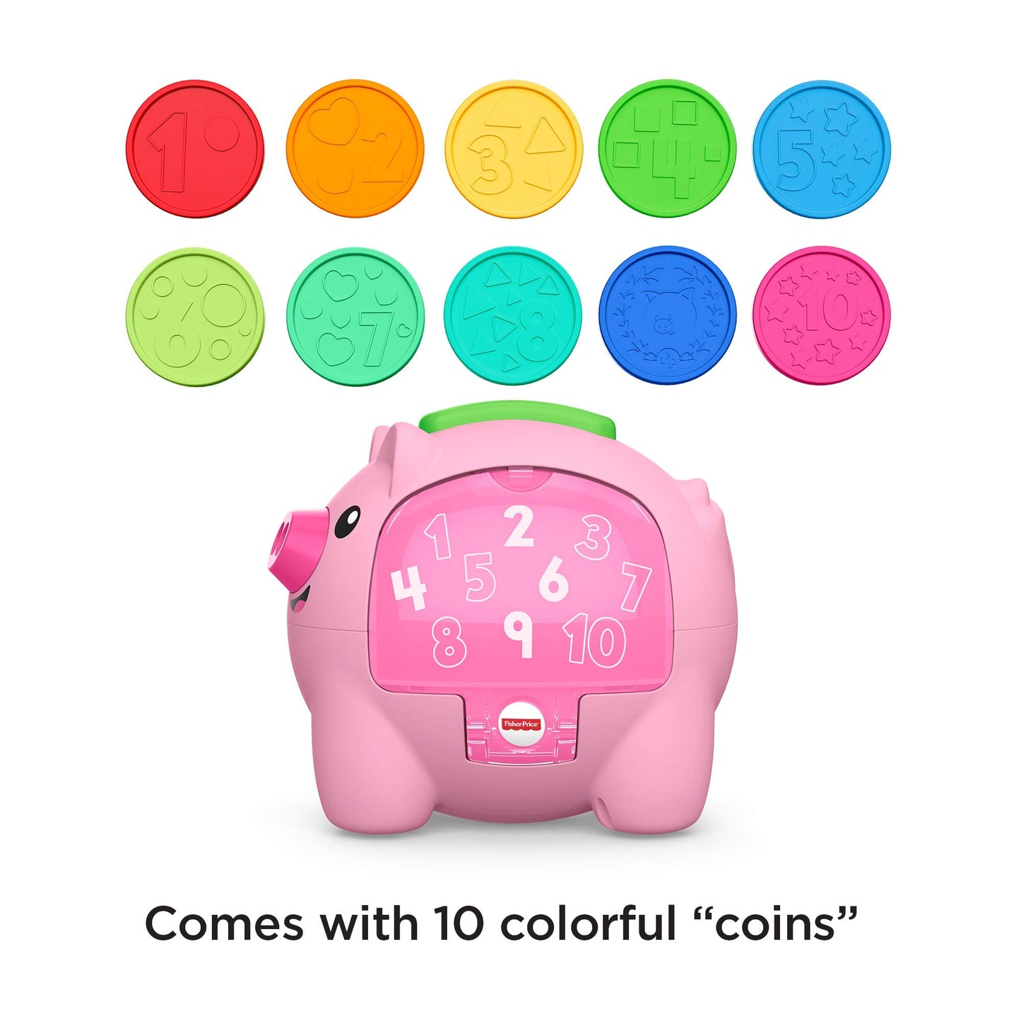 Fisher-Price Laugh & Learn Count & Rumble Piggy Bank, musical baby toy with fun motion action, GJC68