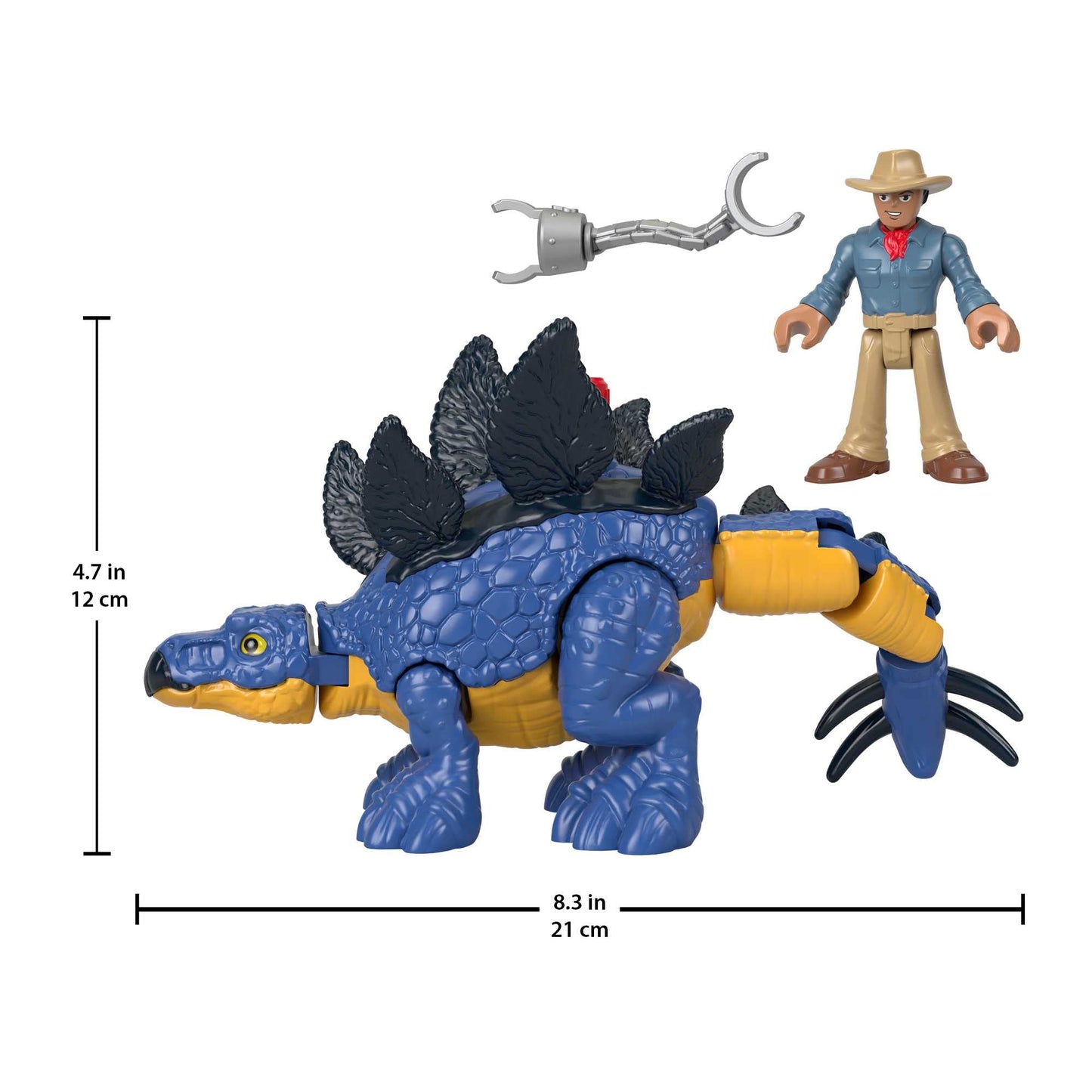 Fisher-Price Imaginext Jurassic World Dominion Stegosaurus Dinosaur & Dr. Alan Grant, 3-Piece Poseable Figure Set for Preschool Kids Ages 3 and Up