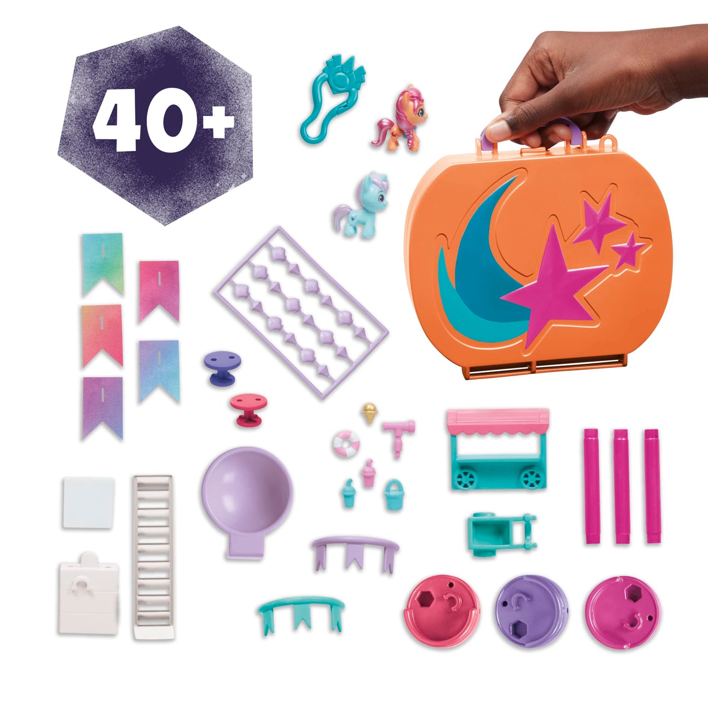 My Little Pony Mini World Magic Compact Creation Maretime Bay Toy - Portable Playset with Sunny Starscout Pony for Children from 5 Years, Multicoloured, F5248, 5.1 x 20.3 x 16.5 cm