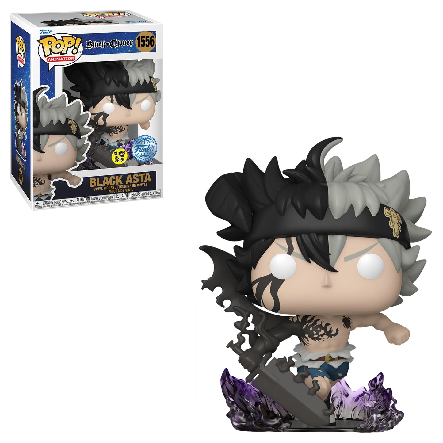 Funko Black Clover Black Asta Glow-in-The-Dark Pop! Vinyl Figure #1556 - Entertainment Earth Exclusive