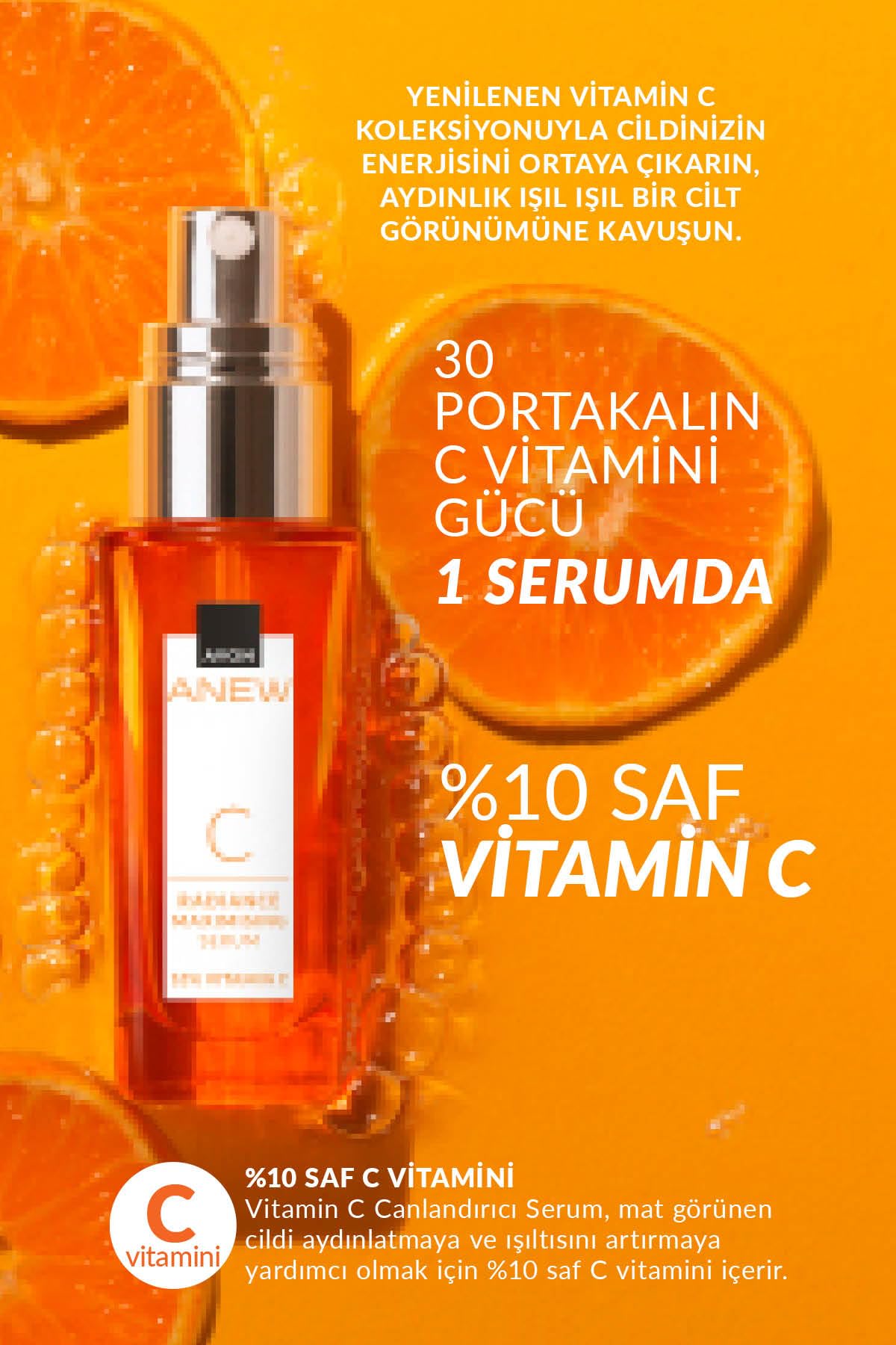 Avon Anew Radiance Maximising Vitamin C Serum, 30ml Boxed & Sealed, Brightens Tired Skin