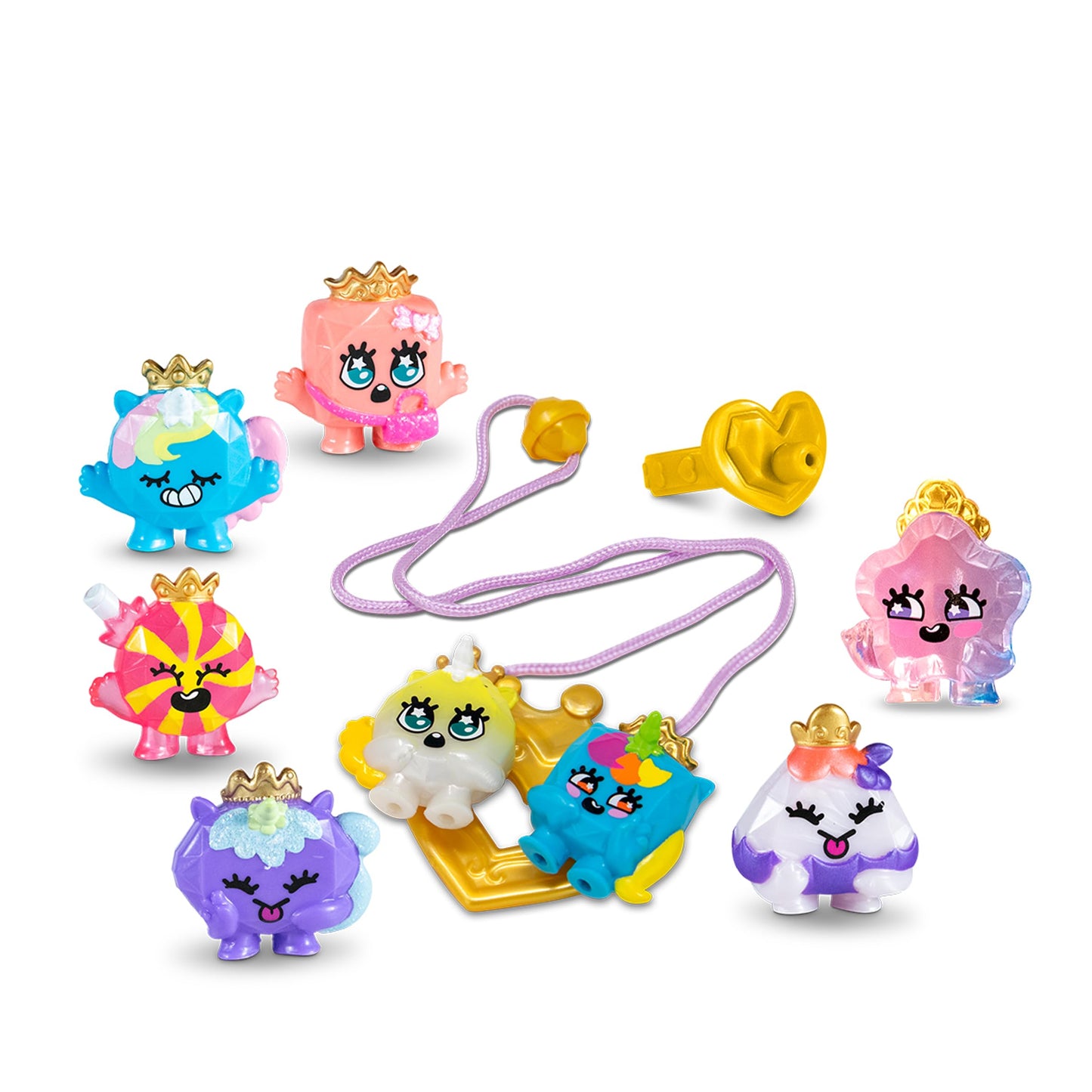 BANDAI TH00003 Royals 8 Pack | This Pinky Promise Multipack Contains 8 Collectable Gemmy Friends 1 Ring and 1 Necklace Mix and Match Gems and Girls Jewellery for Wearable Fun