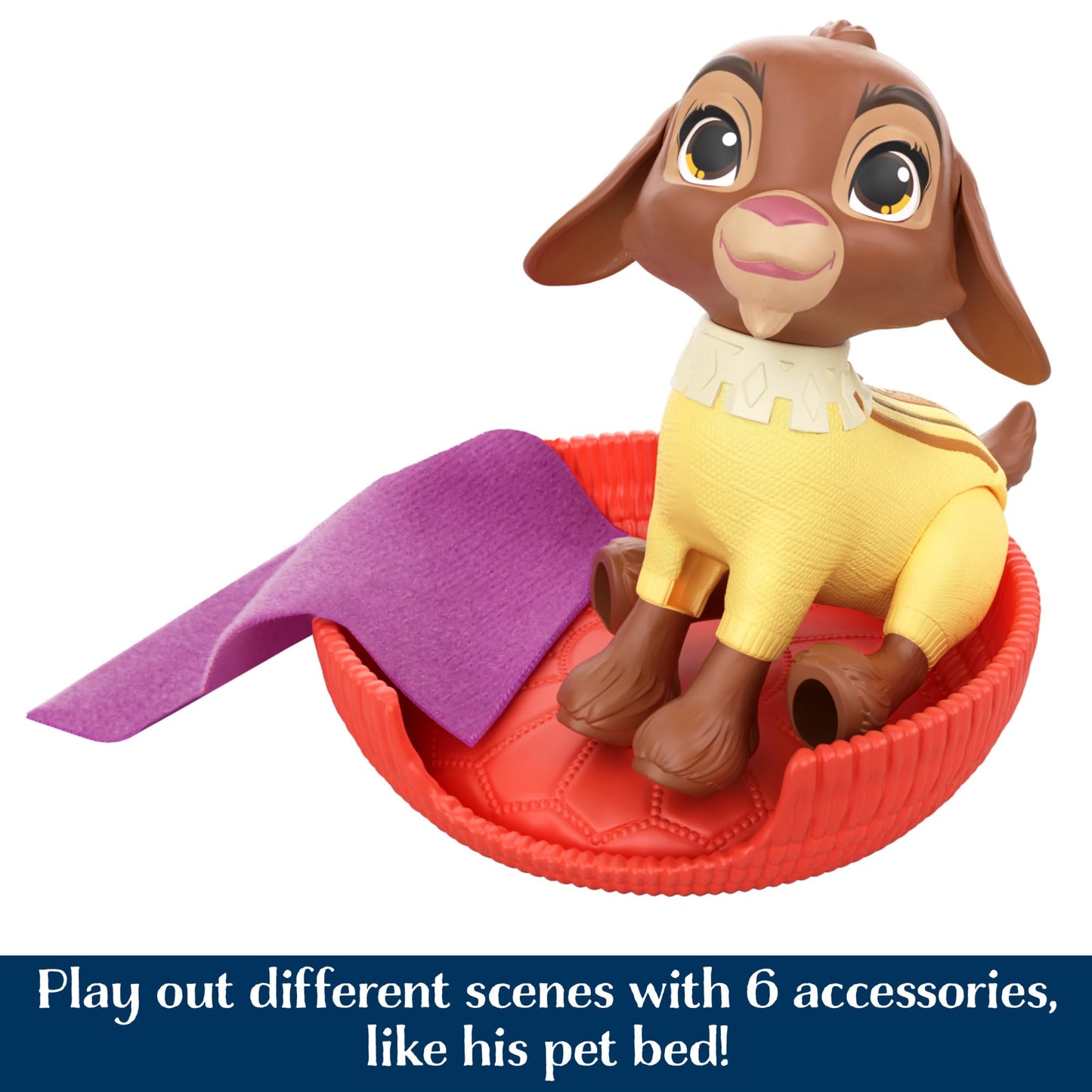 Mattel Disney Wish Set with Valentino & Star Figures & 6 Accessories Like Pet Bed & Blanket, Goat Figure Bends Back Legs, HRC15