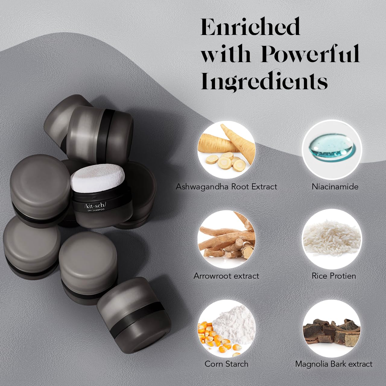 Kitsch Dry Shampoo Powder with Rice Protein for Women & Men - Volumizing, Unscented, No White Cast, Non Toxic, Organic, Paraben & Benzene Free, Non Aerosol for Oily & Light Hair
