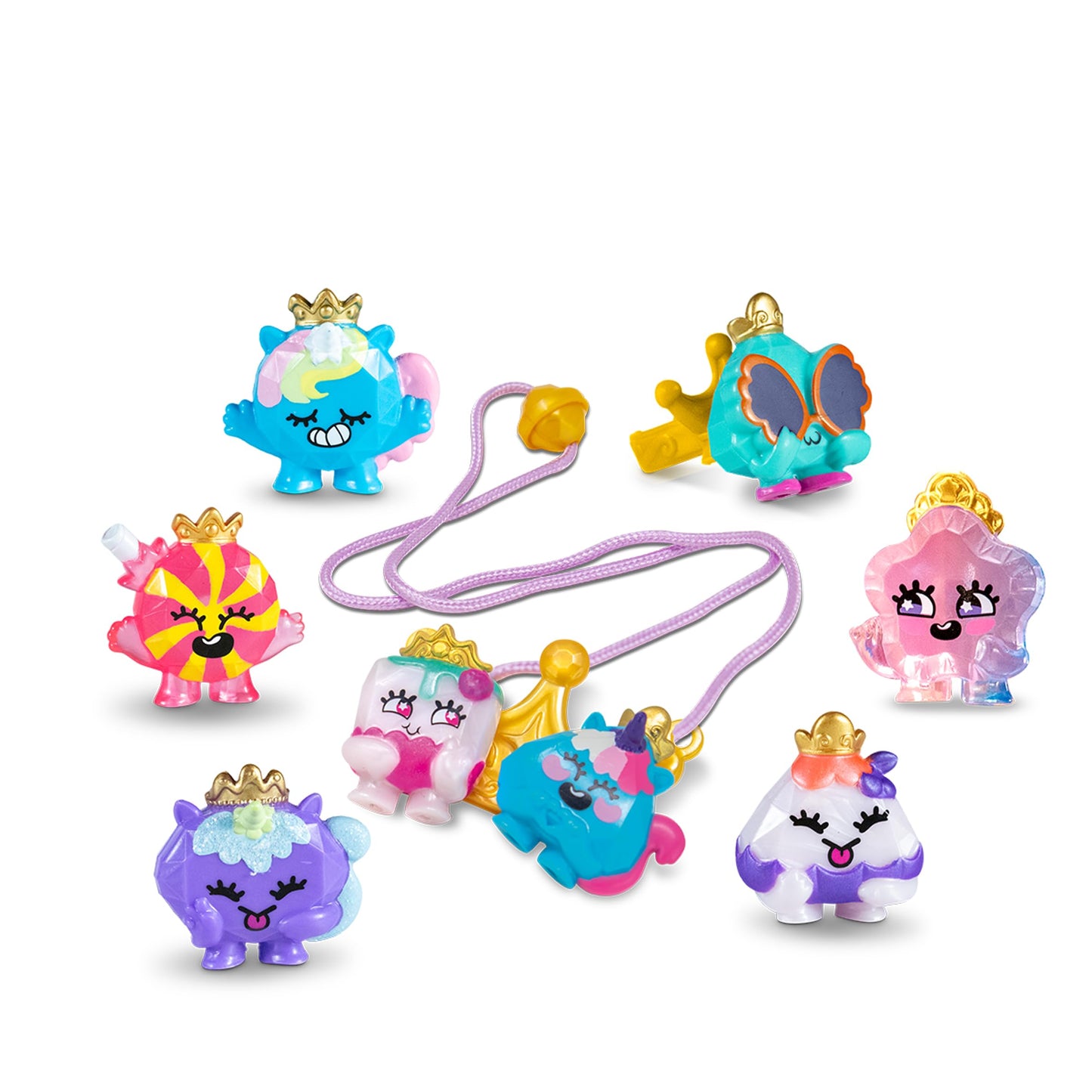 BANDAI TH00003 Royals 8 Pack | This Pinky Promise Multipack Contains 8 Collectable Gemmy Friends 1 Ring and 1 Necklace Mix and Match Gems and Girls Jewellery for Wearable Fun