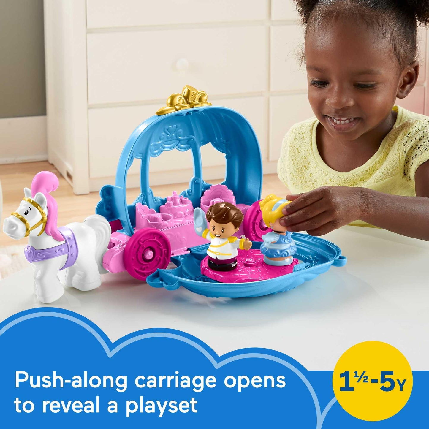 Fisher-Price Little People Toddler Toy Disney Princess Cinderella?s Dancing Carriage Playset with Figures for Pretend Play Ages 18+ Months, HGP76