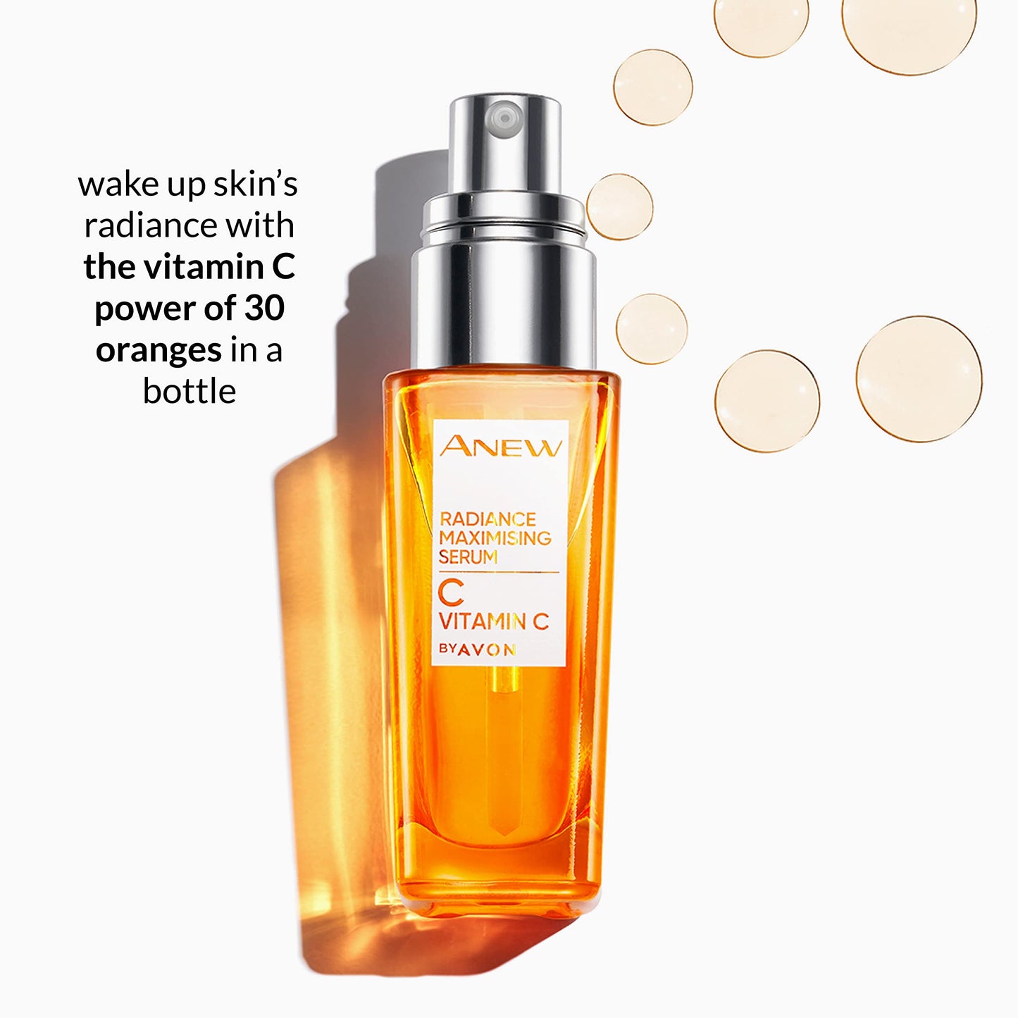 Avon Anew Vitamin C Radiance Maximising Serum 30ml, Contains 10% Vitamin C, Wakes Up Skin's Radiance, Reduces Visible Signs of Ageing, Cruelty Free