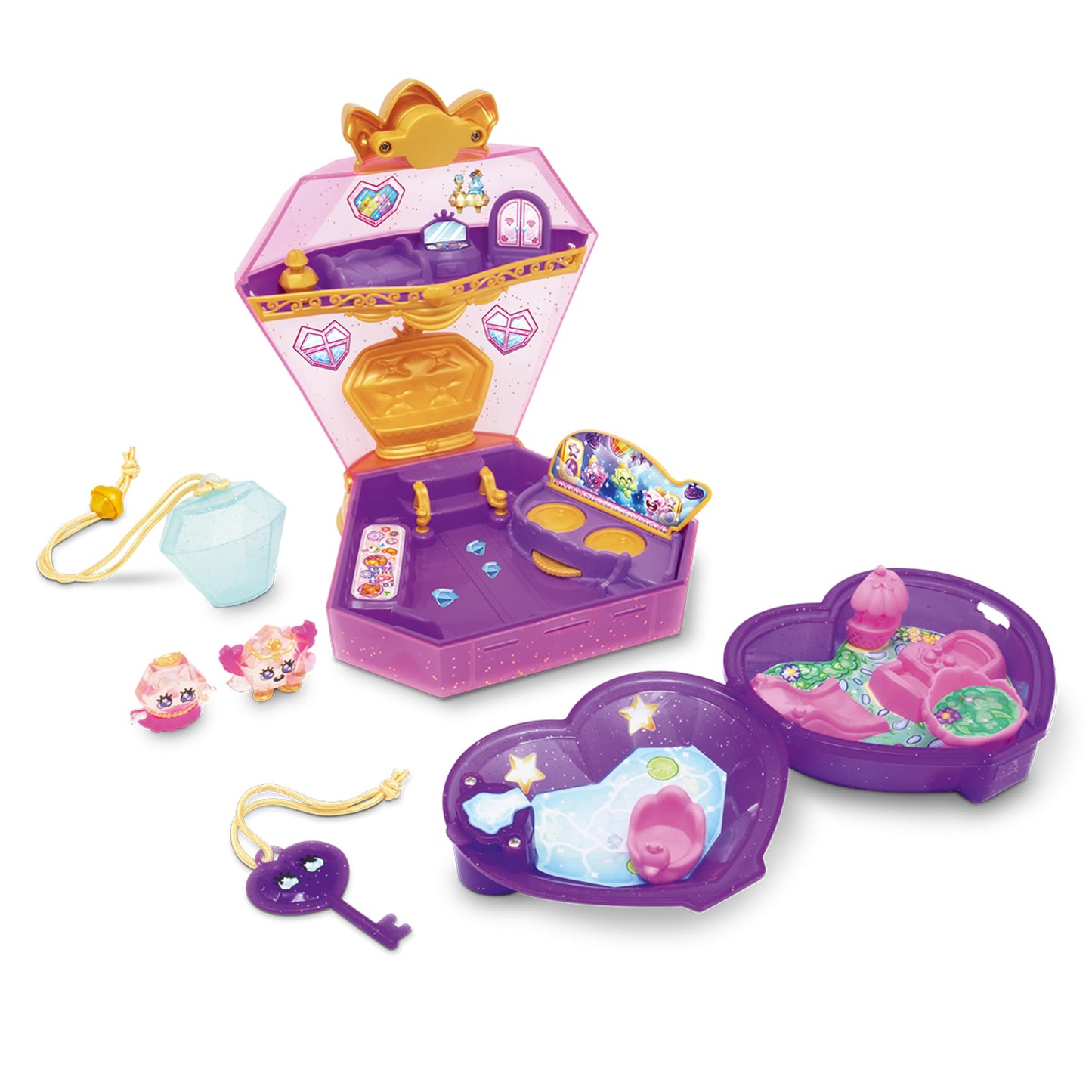 BANDAI Pinky Promise Diamond Palace Playset | Diamond Palace Playset Contains 2 Mini Playsets And 2 Exclusive Gemmy Friends | Combine Gems And Girls Jewellery For Customisable Wearable Fun