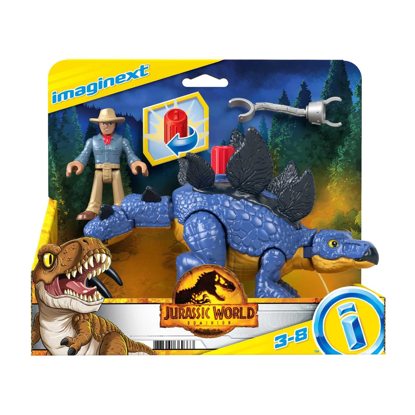 Fisher-Price Imaginext Jurassic World Dominion Stegosaurus Dinosaur & Dr. Alan Grant, 3-Piece Poseable Figure Set for Preschool Kids Ages 3 and Up