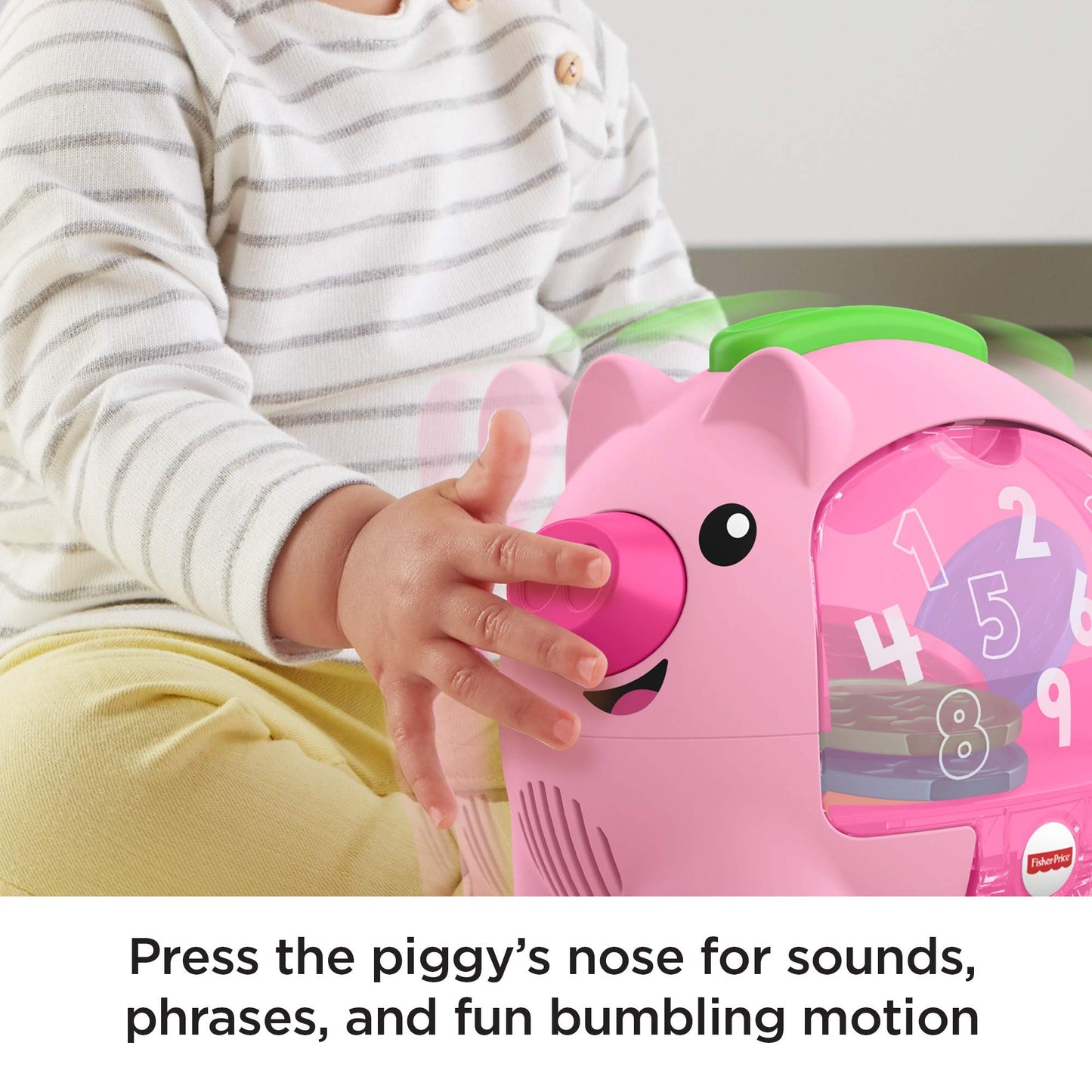 Fisher-Price Laugh & Learn Count & Rumble Piggy Bank, musical baby toy with fun motion action, GJC68