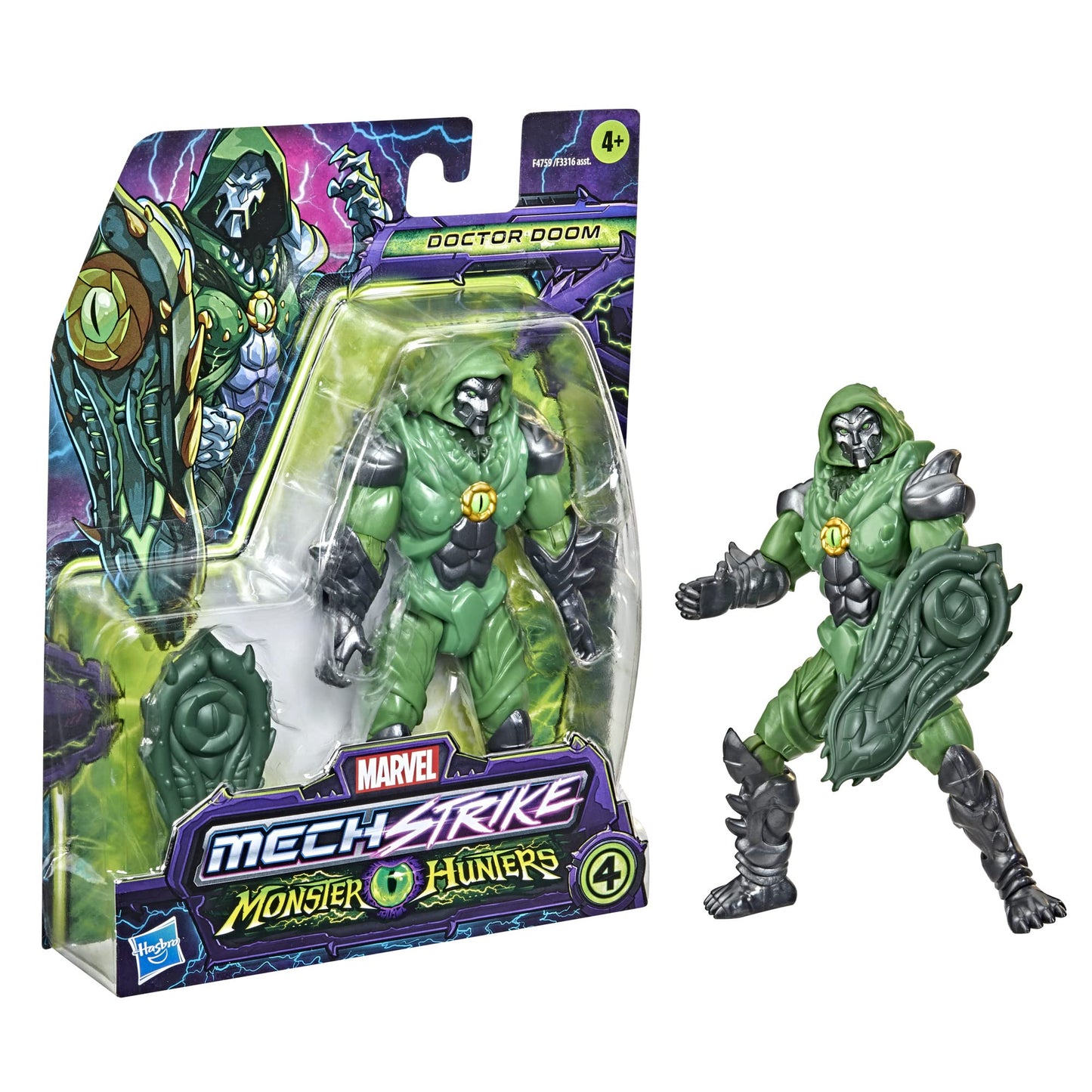 Marvel Hasbro Avengers Mech Strike Monster Hunters Doctor Doom Toy, 15-cm-Scale Action Figure, Toys for Kids Ages 4 and Up, Multicolor,F4759