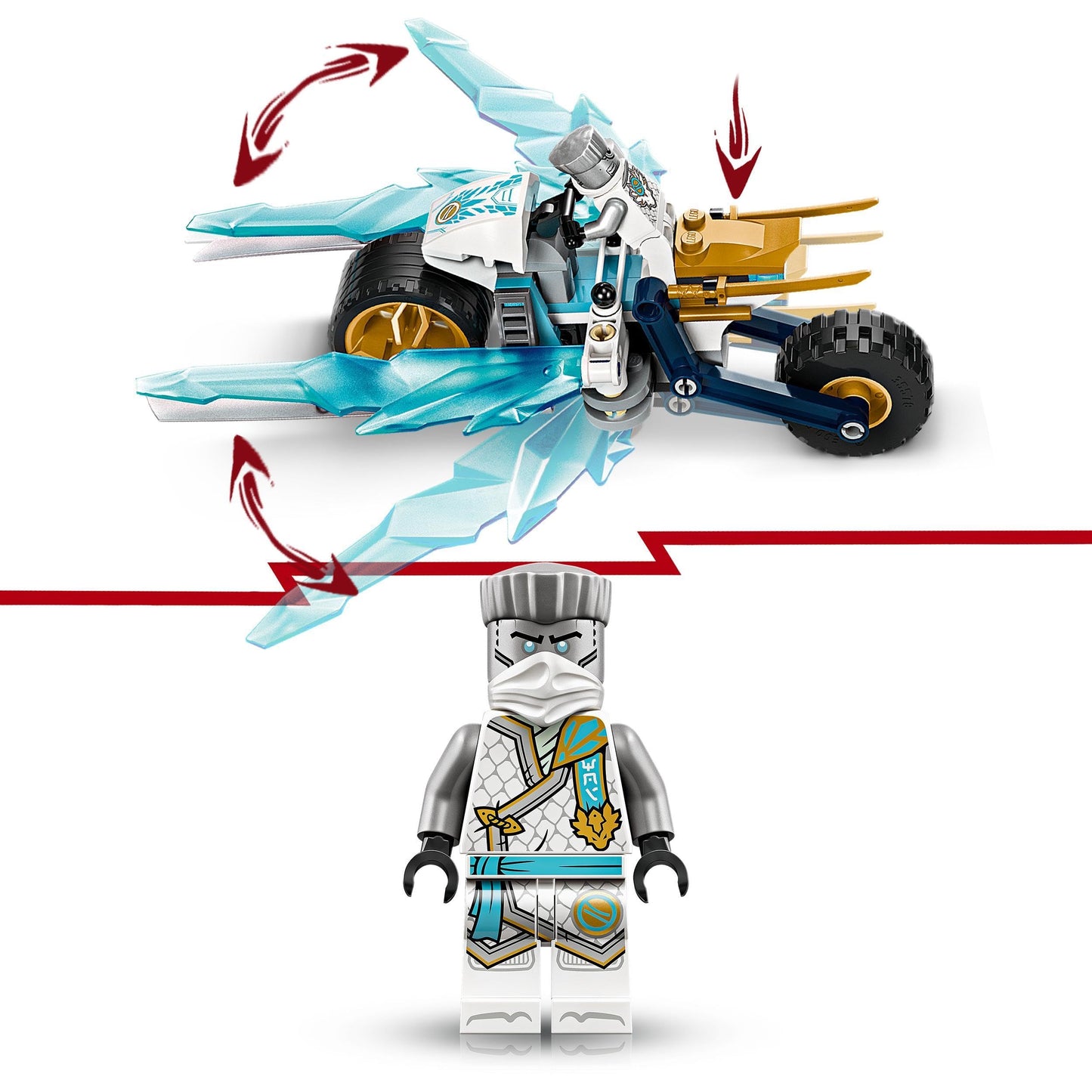 LEGO NINJAGO Zane?s Ice Motorcycle Toy for 7 Plus Year Old Boys & Girls, Dragons Rising Motorbike Set with a Zane Character Minifigure, Ninja Adventure Playset, Small Vehicle Gift for Kids 71816