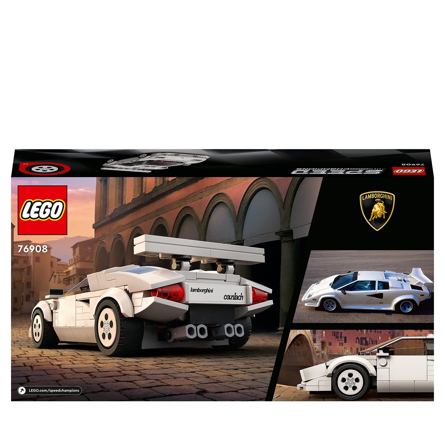 LEGO 76908 Speed Champions Lamborghini Countach, Race Car Toy Model Replica, Collectible Building Set with Racing Driver Minifigure, Multicolor