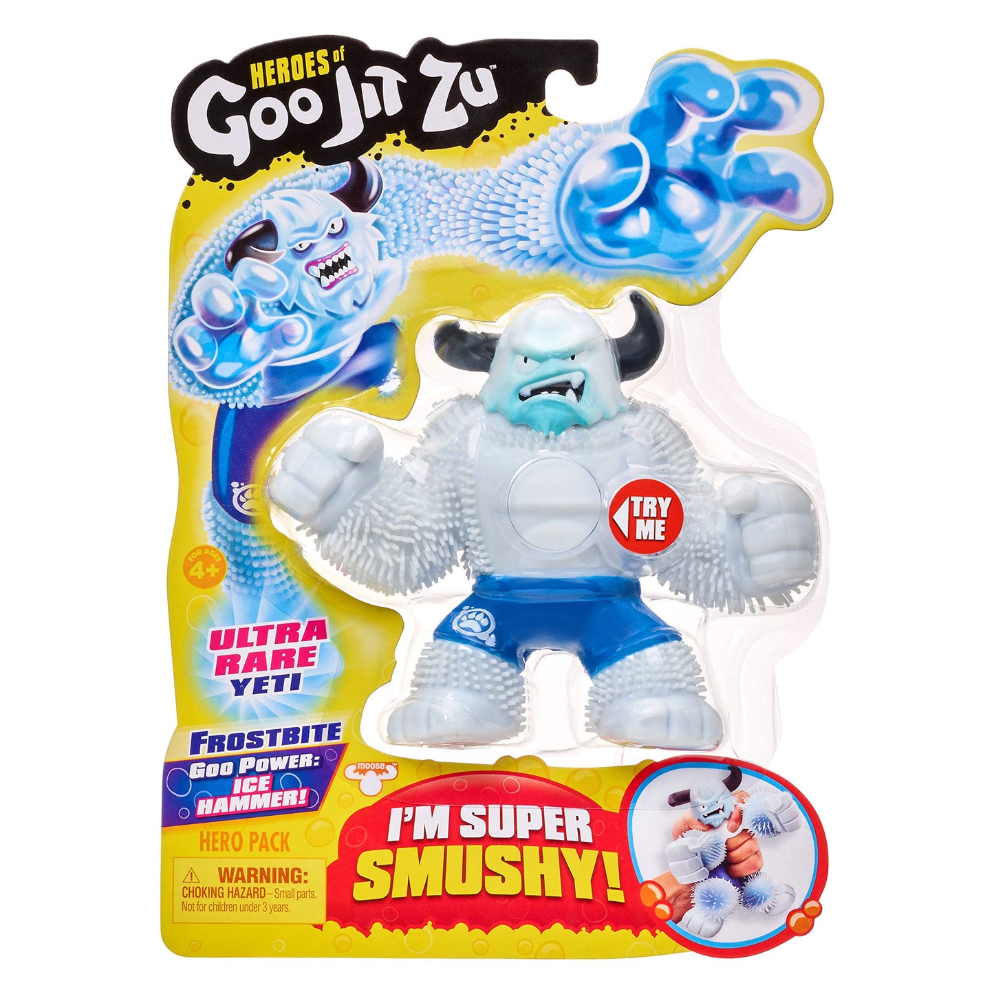 Goo Jit Zu 36536 Stretch Action Figure Frostbite Yeti, Super Flexible Squishy Toy Figure, Sticky Collectible Figure, Squeeze Cartoon Figure, Animal Figure for Squeezing, for Children and Fans from 3