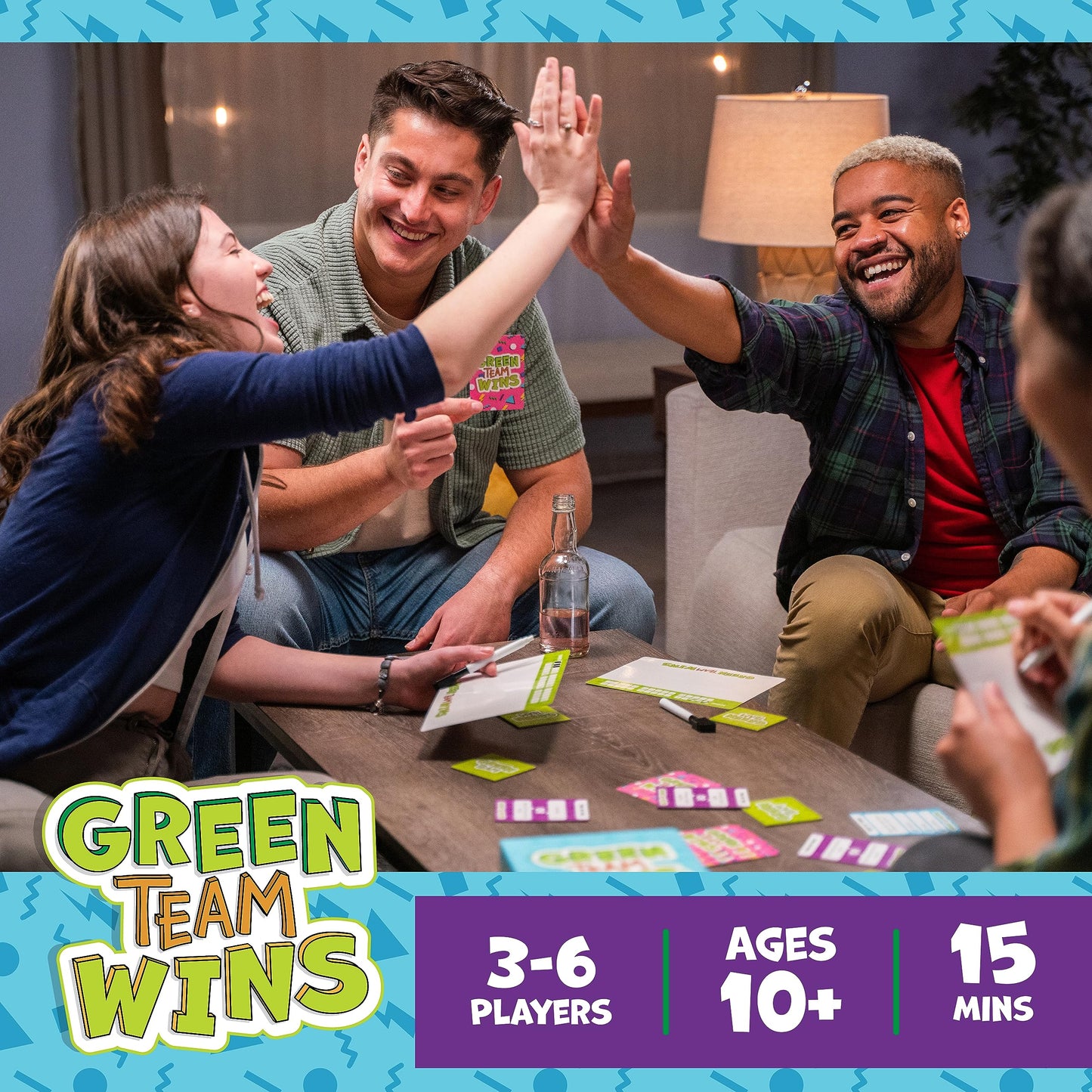 Goliath Games - Green Team Wins, The Game of Thinking Like a Winner, Family Party Games, for 3-6 Players, Ages 10+