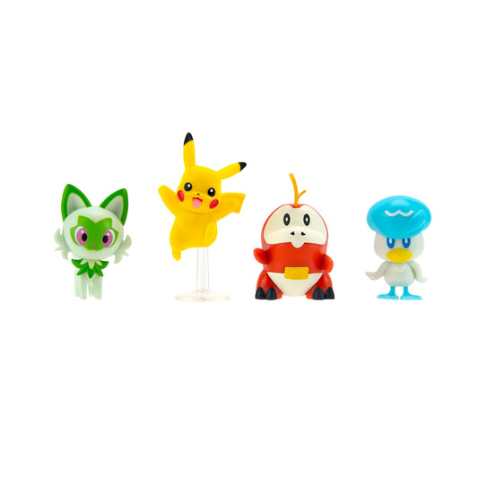 Pok?mon Paldea Battle Figure 4 Pack - Features 2-Inch Pikachu, Fuecoco, Sprigatito, and Quaxly Battle Figures