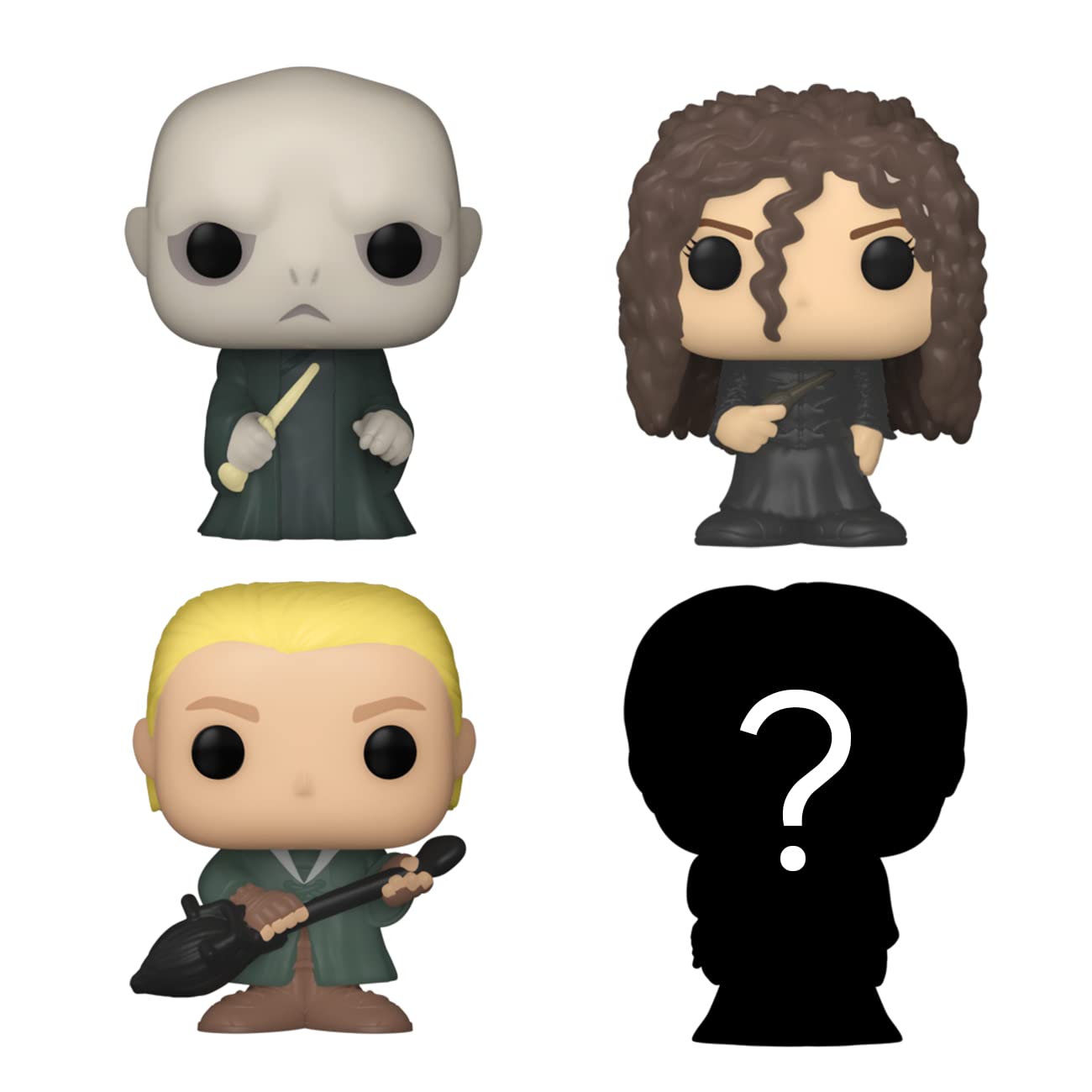 Funko Bitty Pop! Harry Potter Mini Collectible Toys - Lord Voldemort, Draco Malfoy, Bellatrix Lestrange & Mystery Chase Figure (Styles May Vary) 4-Pack