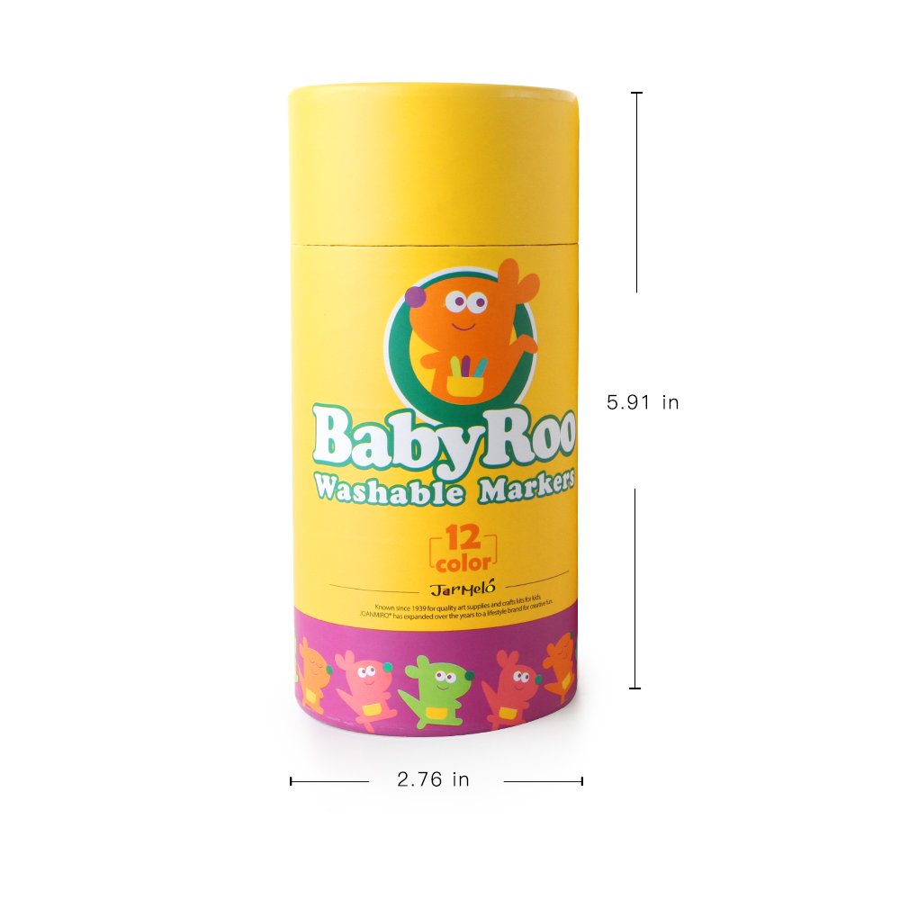 Jar Melo JA90480 Washable Markers -Baby Roo 12 Colors