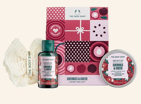 NEW!!! The Body Shop Cherries & Cheer Mini Body Care 3pcs Gift Set Vegan