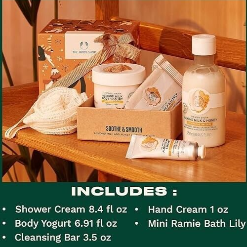 NEW! The Body Shop Soothe & Smooth Almond Milk & Honey Essentials Gift Set 5 pcs