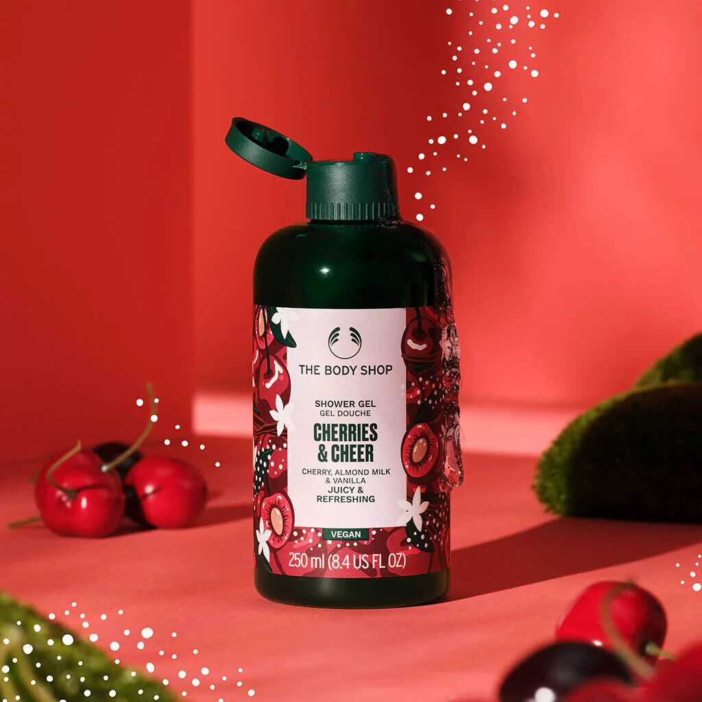 NEW!!! The Body Shop Cherries & Cheer Body Butter 200ml & Shower Gel 250ml Vegan