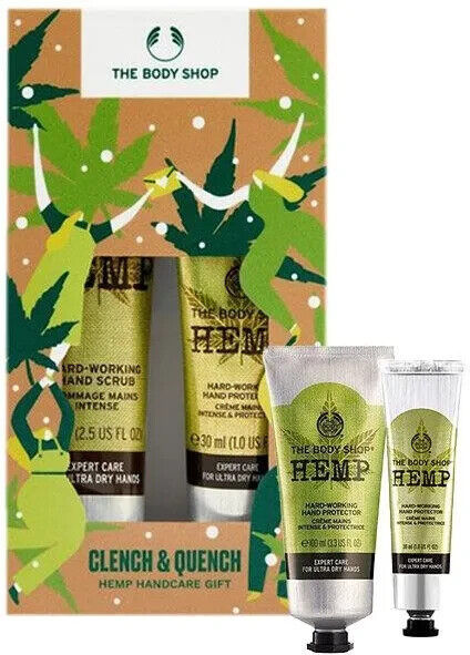 NEW!!! The Body Shop CLENCH & QUENCH Hemp Hand care Gift Set