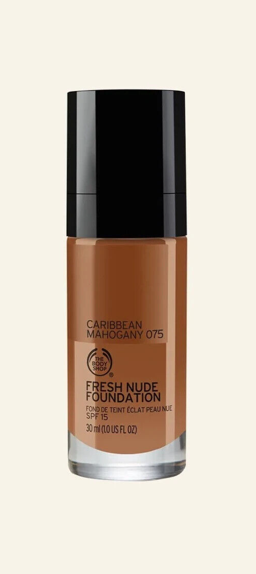 NEW!!! The Body Shop Fresh Nude Foundation 30ml -Caribbean Mahogany 075