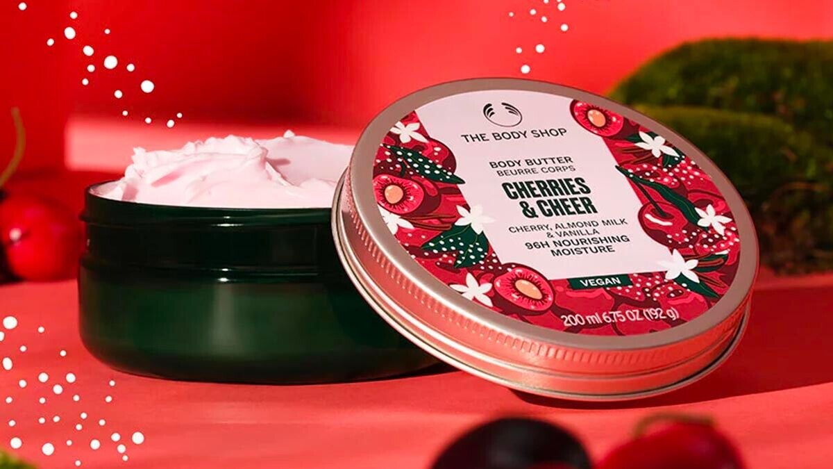 NEW!!! The Body Shop Cherries & Cheer Body Butter 200ml & Shower Gel 250ml Vegan