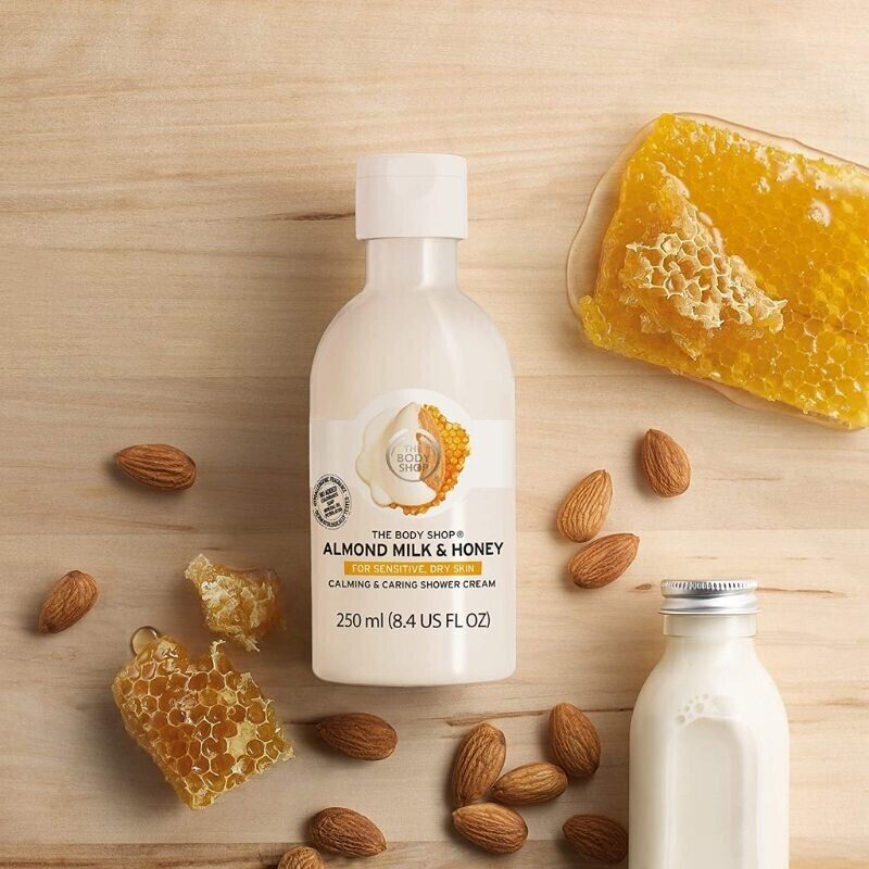 NEW!!! The Body Shop Almond Milk & Honey Shower Cream 250ml - 8.4 Oz