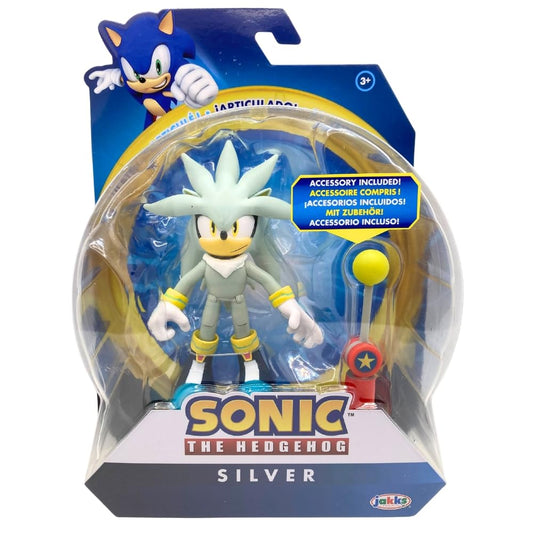 Jakks Pacific Sonic the Hedgehog 10cm Silver the Hedgehog Figure with Checkpoint Accessory