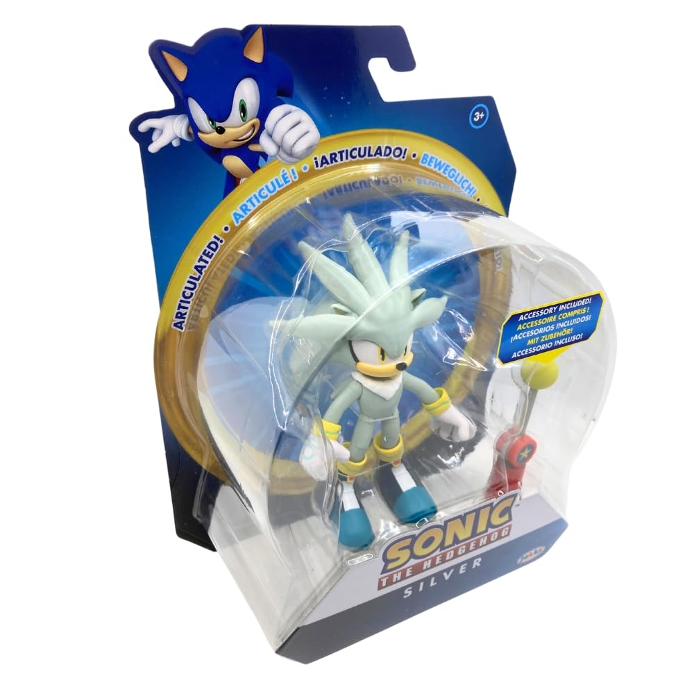 Jakks Pacific Sonic the Hedgehog 10cm Silver the Hedgehog Figure with Checkpoint Accessory