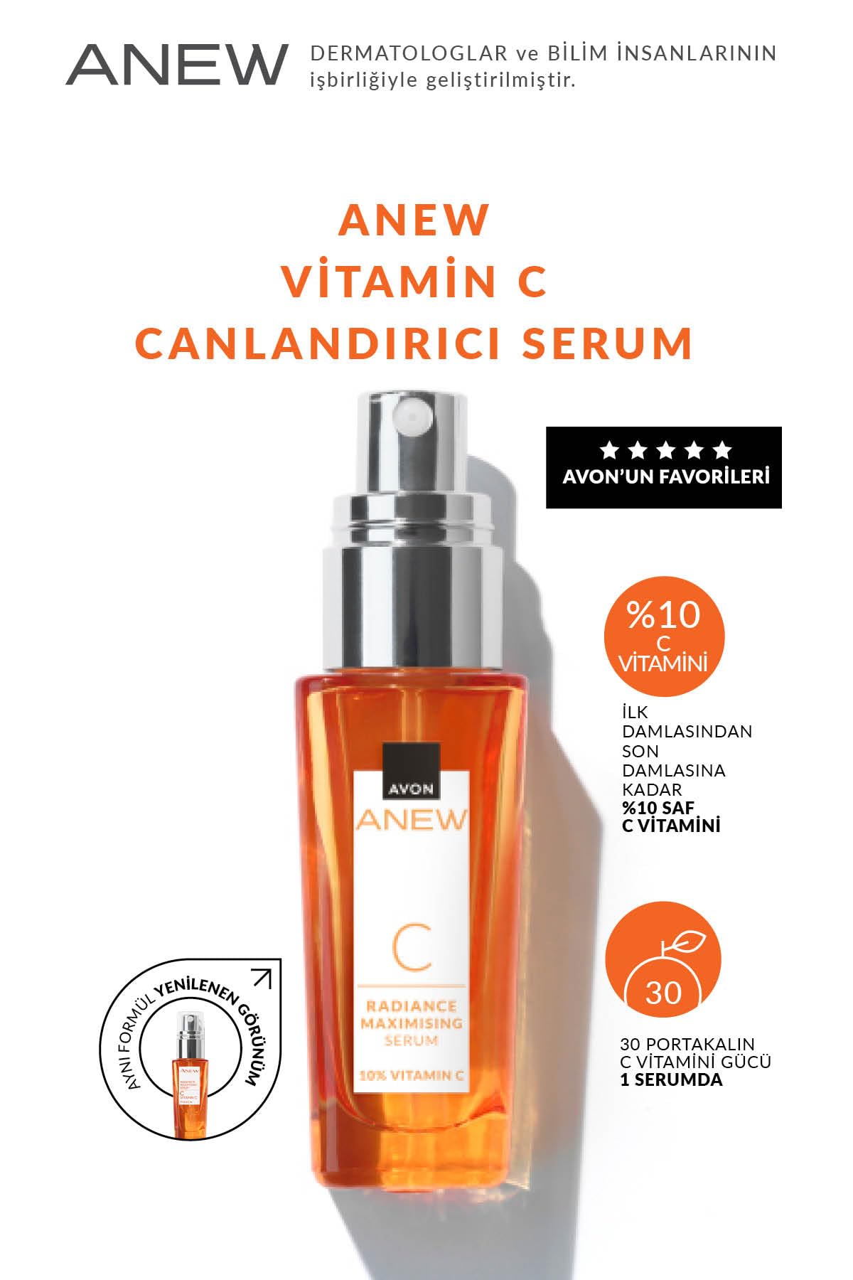 Avon Anew Radiance Maximising Vitamin C Serum, 30ml Boxed & Sealed, Brightens Tired Skin