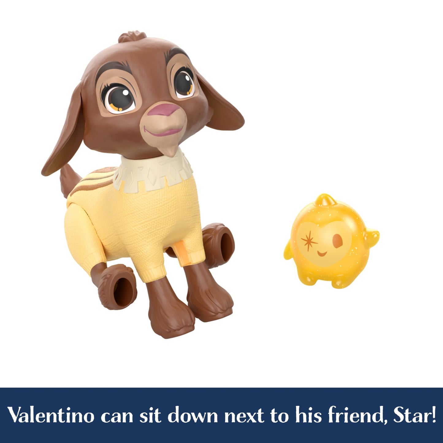 Mattel Disney Wish Set with Valentino & Star Figures & 6 Accessories Like Pet Bed & Blanket, Goat Figure Bends Back Legs, HRC15