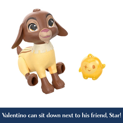 Mattel Disney Wish Set with Valentino & Star Figures & 6 Accessories Like Pet Bed & Blanket, Goat Figure Bends Back Legs, HRC15