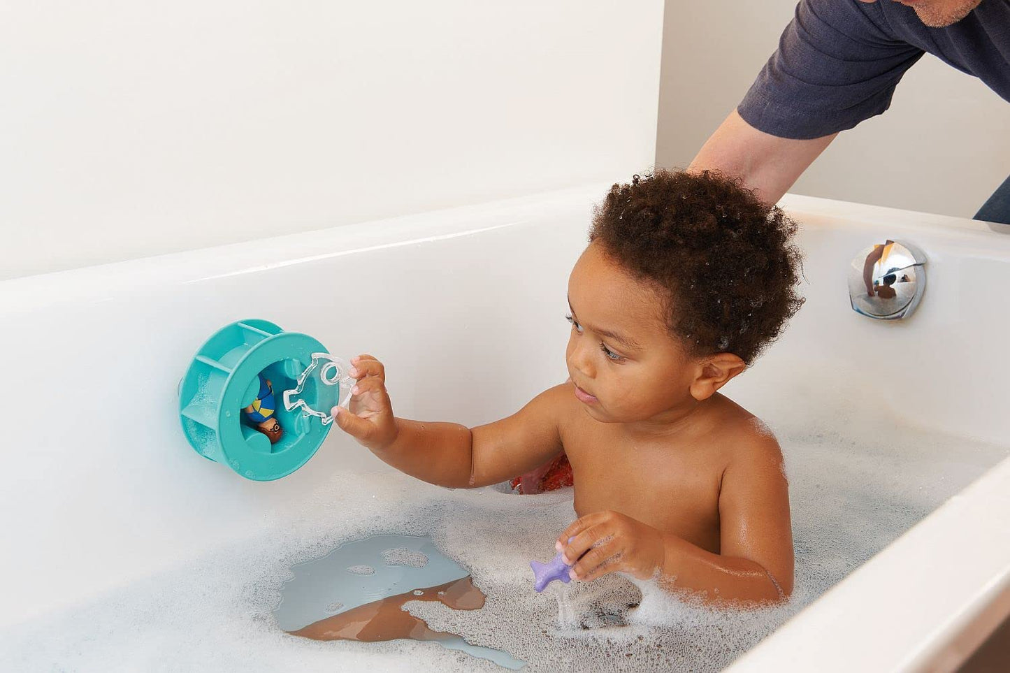PLAYMOBIL 70636 1.2.3 AQUA Water Wheel with Baby Shark, educational toy, indoor and outdoor water toy, exciting and fun water play, fun imaginative role-play, playset suitable for children ages 1.5+