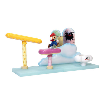 NINTENDO 192995402003 Super Play Set-Clouds World-Includes 6 cm Mario Figure, Black, 25 x 7,5 x 18 cm