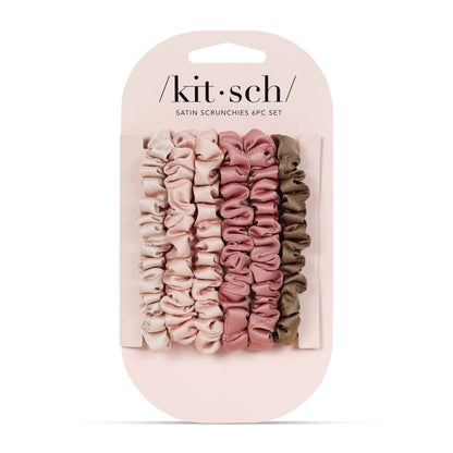 Kitsch Satin Scrunchies, Softer than Silk, Hair Scrunchies for Frizz Prevention - 5 Pack