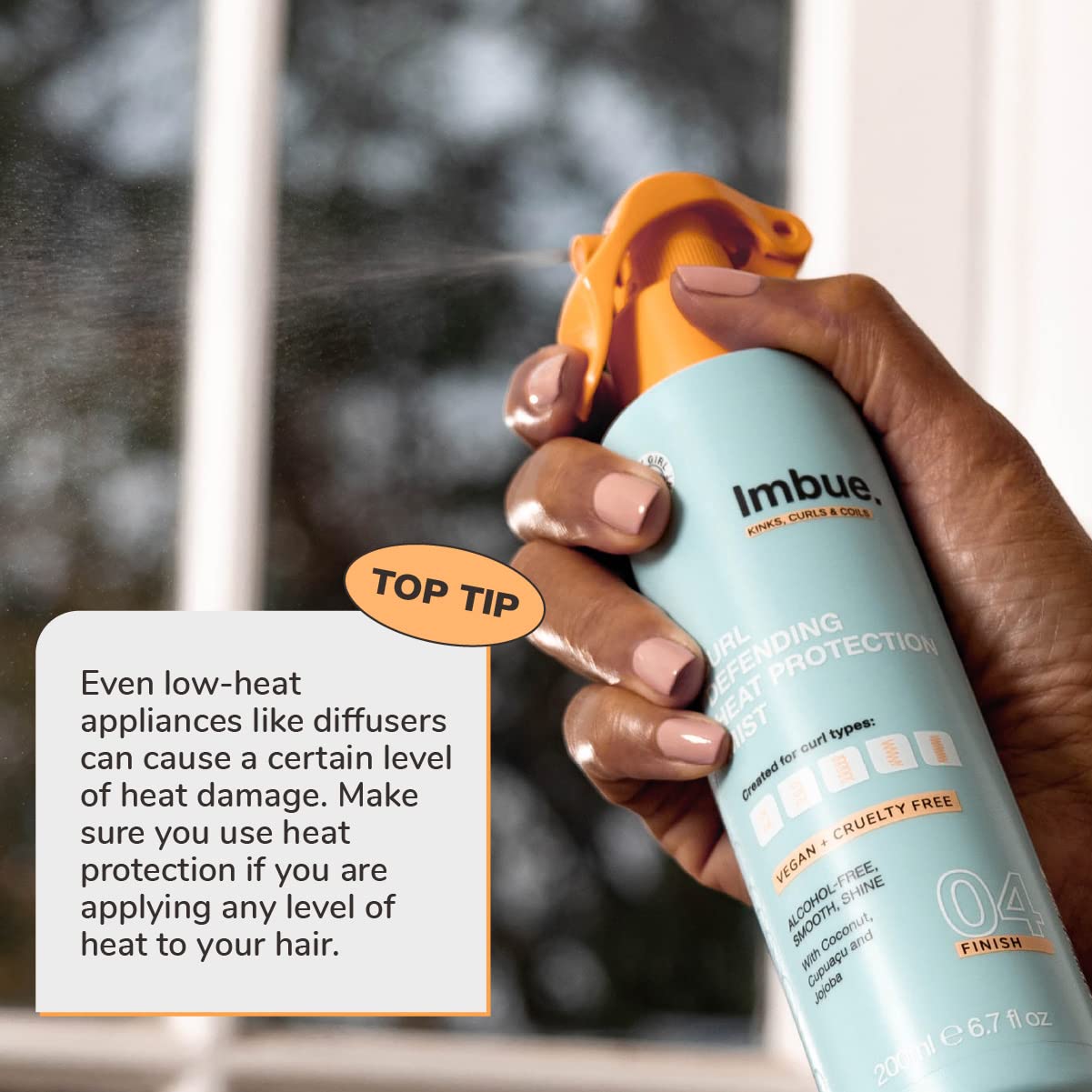 Imbue Curl Defending Hair Heat Protection Mist/Spray Serum Vegan and Curly Girl Compliant 200 ML Paraben Free Heat Defense, for Dry Damaged Hair