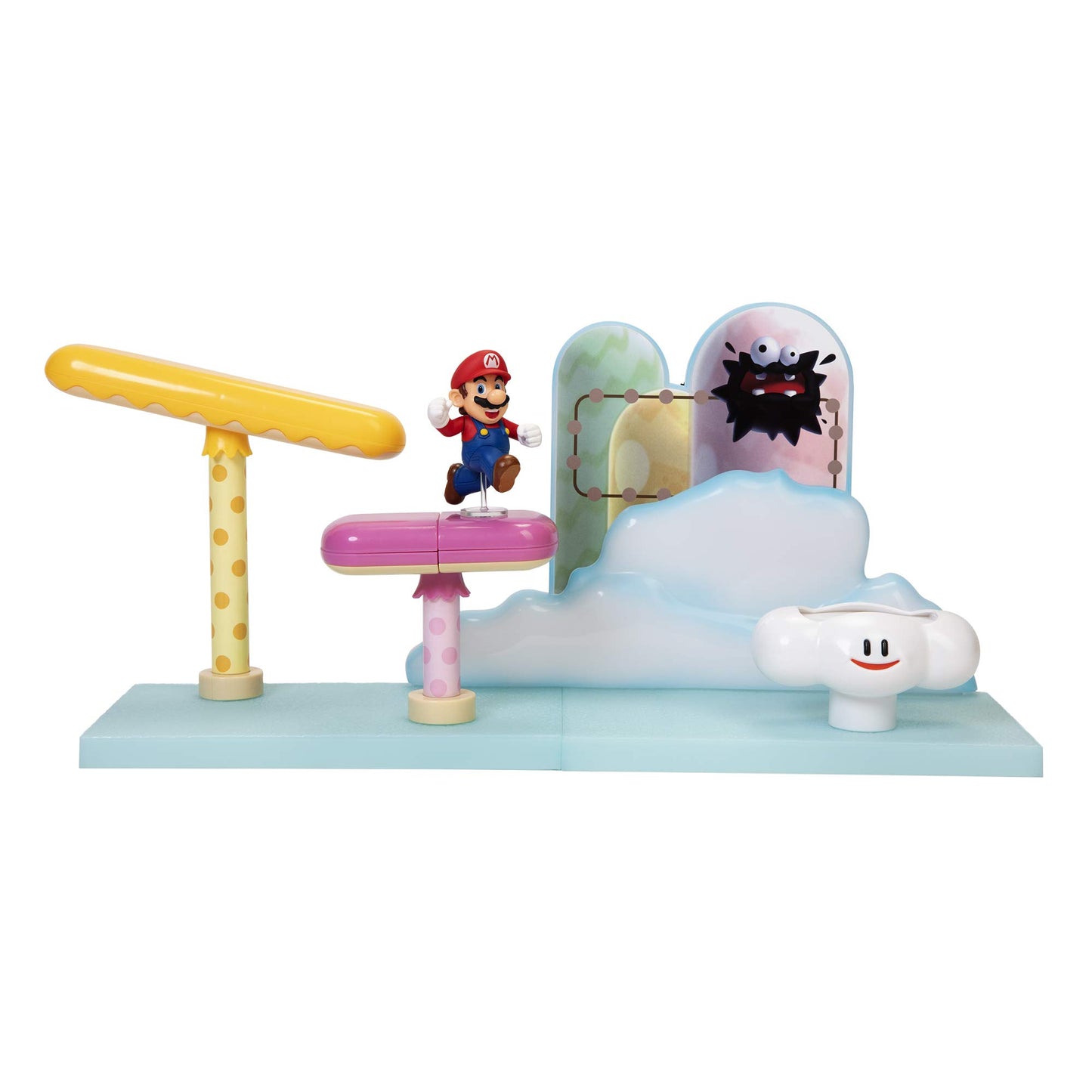 NINTENDO 192995402003 Super Play Set-Clouds World-Includes 6 cm Mario Figure, Black, 25 x 7,5 x 18 cm