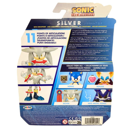 Jakks Pacific Sonic the Hedgehog 10cm Silver the Hedgehog Figure with Checkpoint Accessory