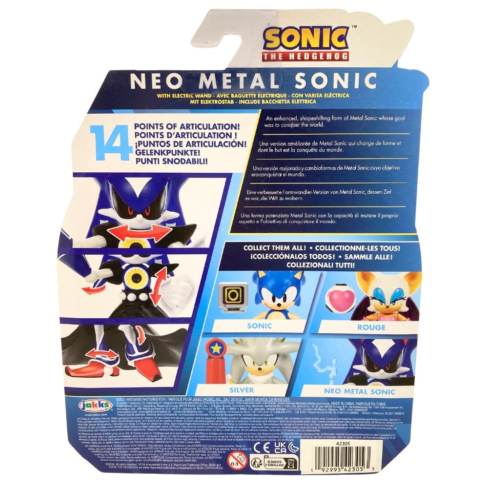 Jakks Pacific Sonic the Hedgehog 10cm Neo Metal Sonic Figure with Electric Wand Accessory