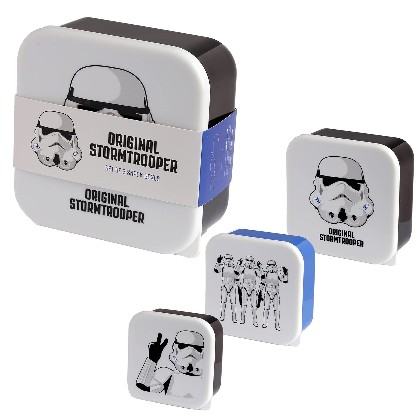 Puckator The Original Stormtrooper Set of 3 Lunch Box Snack Pots M/L/XL - Lunchbox with Multi Compartments - Small Food Containers - Lunchbox for Adults and Kids - Girls Boys Lunchbox - Snack Storage