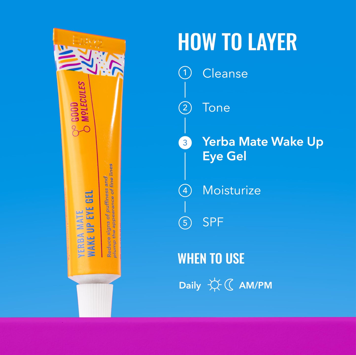 Good Molecules Yerba Mate Wake Up Eye Gel - Yerba Mate, Hyaluronic Acid and Caffeine to Hydrate, Minimize Puffiness and Swelling - Skincare for Face